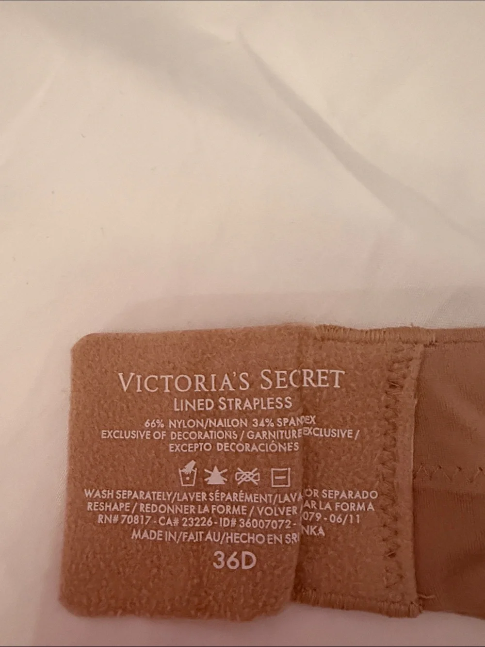 Victoria Secret Lined Strapless Bra - Nude